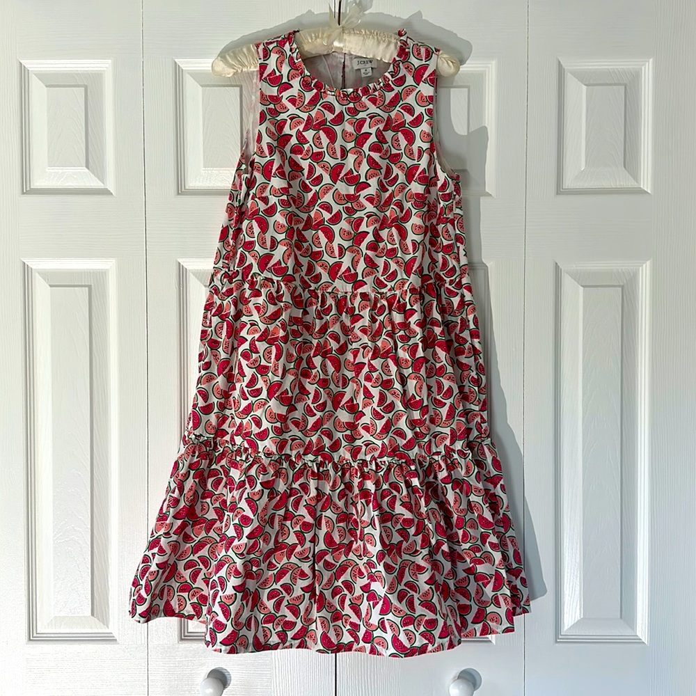 J. Crew watermelon print tiered sundress with pockets